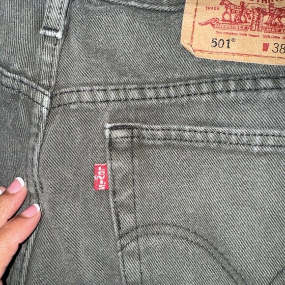 Vintage Levis 501 Jeans 38x30 Green Levi’s USA 90's Iconic Button Fly Casual - Picture 8 of 13